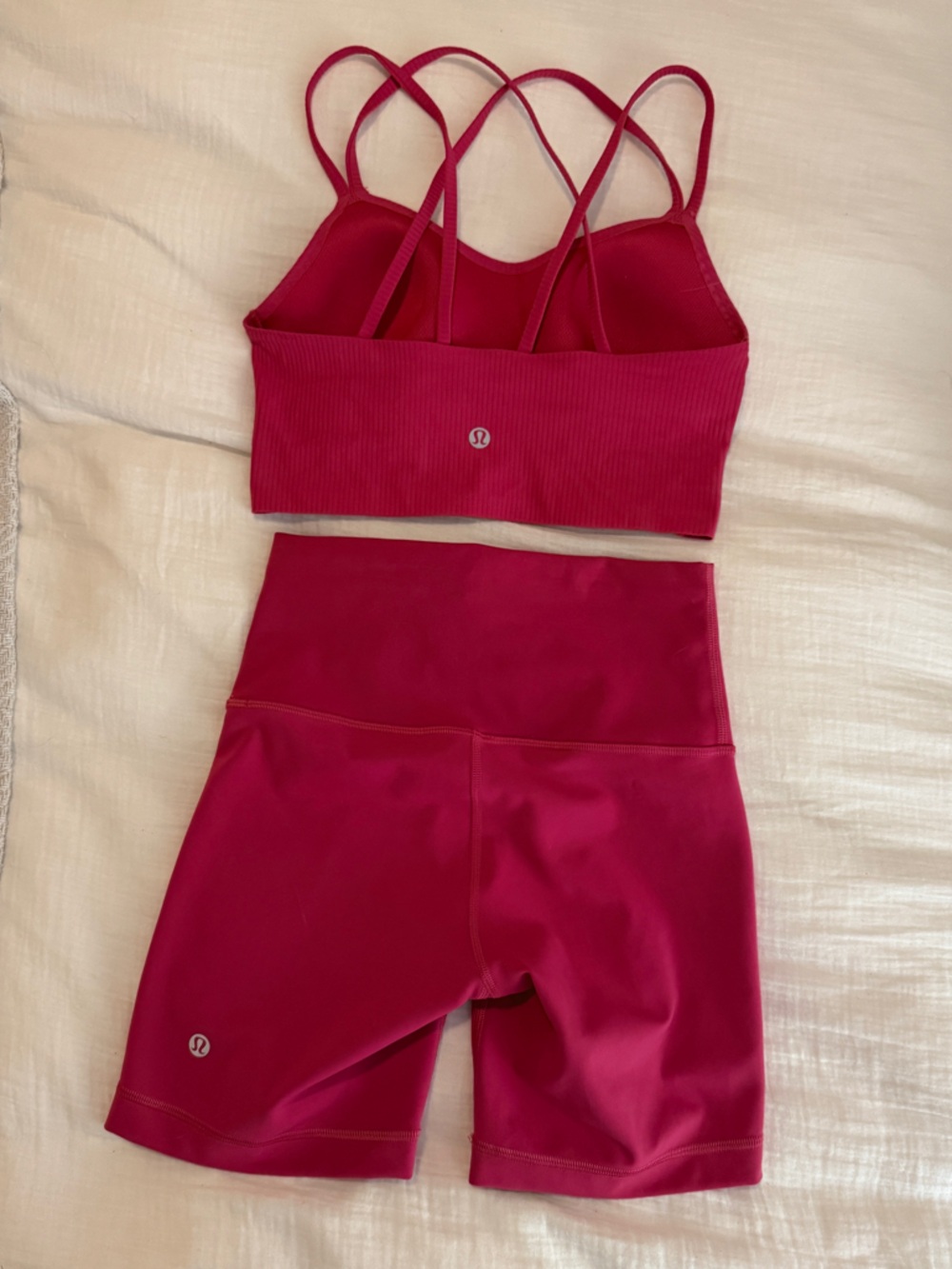 lululemon athletica Hot Pink Sports Bra and High-Rise shorts Set